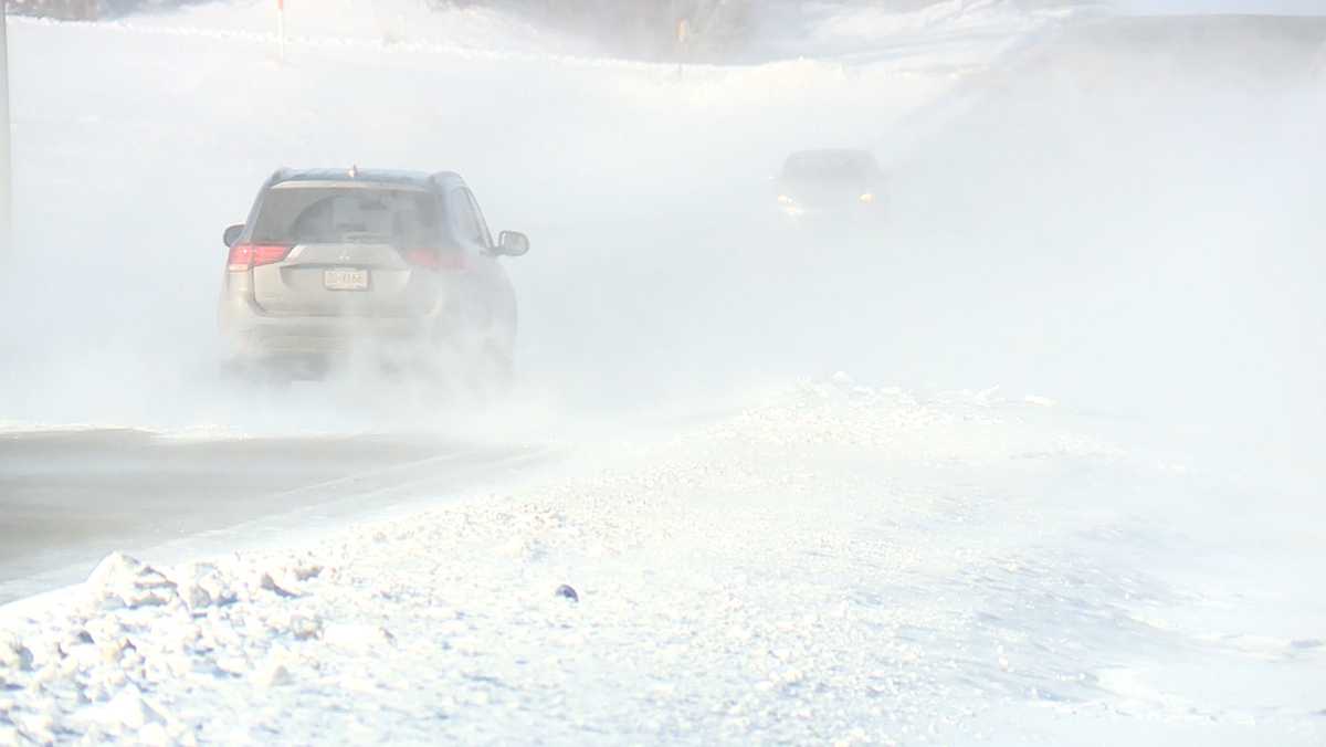 Blowing snow causes problems during Thursday morning commute