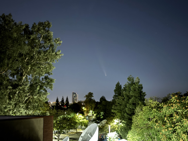 A view of the comet as seen from outside KCRA 3.