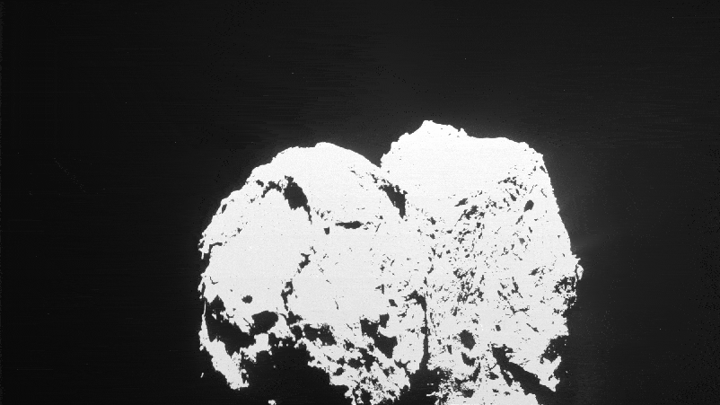 Rosetta’s OSIRIS wide-angle camera captured an outburst from the Atum region on Comet 67P/Churyumov–Gerasimenko’s large lobe on Feb. 19.