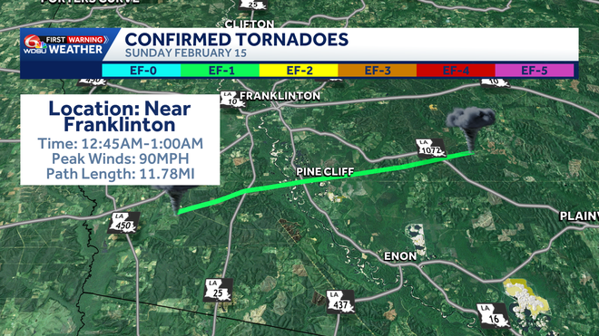 Four tornadoes confirmed Sunday morning