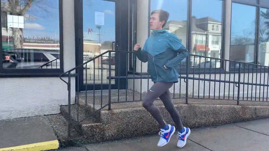 American runner Conner Mantz training for his Boston Marathon debut