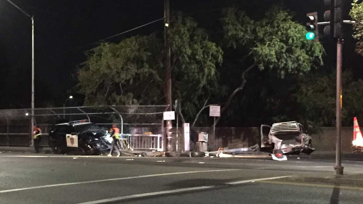 Police SUV slams into truck during south Sacramento pursuit