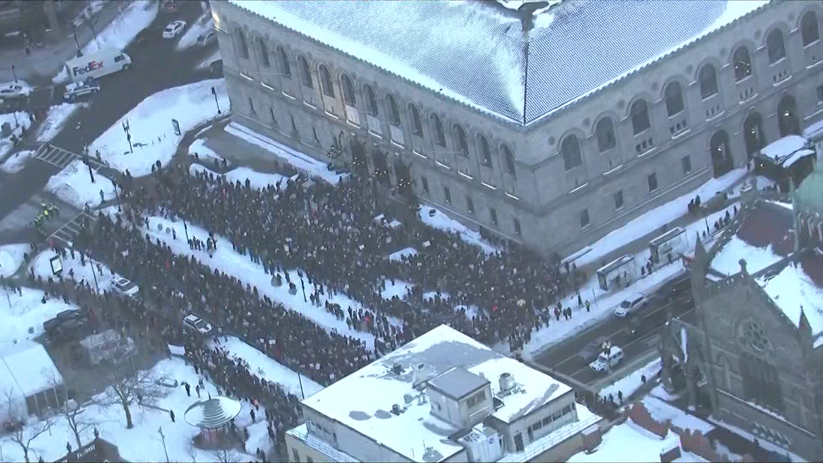 Boston-area businesses, Copley Square crowd join national demonstrations against ICE