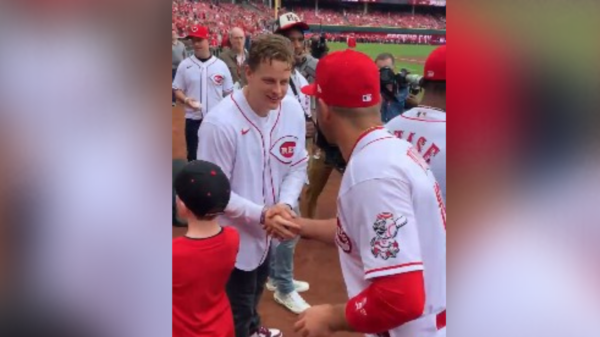 Joe Burrow throws out first pitch at Reds home opener