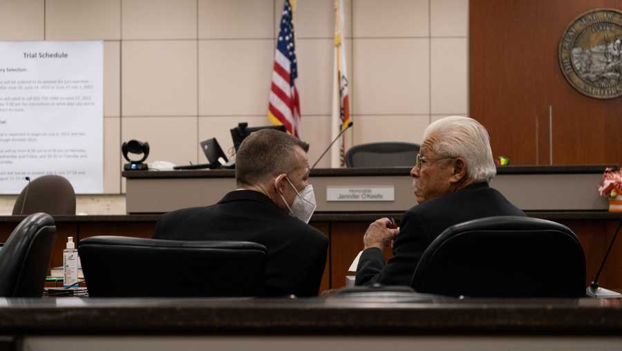 Paul Flores (left) and Ruben Flores at a pretrial motion hearing on July 6, 2022 in the Monterey Superior Court in Salinas. The two are facing a criminal trial in connection with the murder of Kristin Smart.
