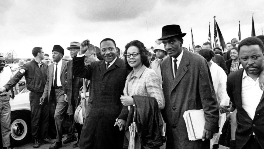 Martin Luther King Jr. alongside his wife Coretta Scott King.