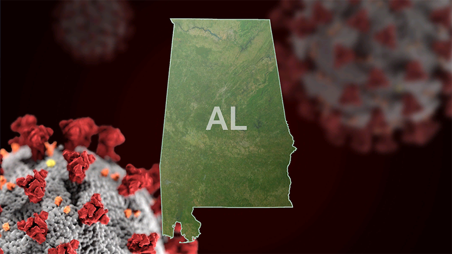 Map of Alabama over COVID-19