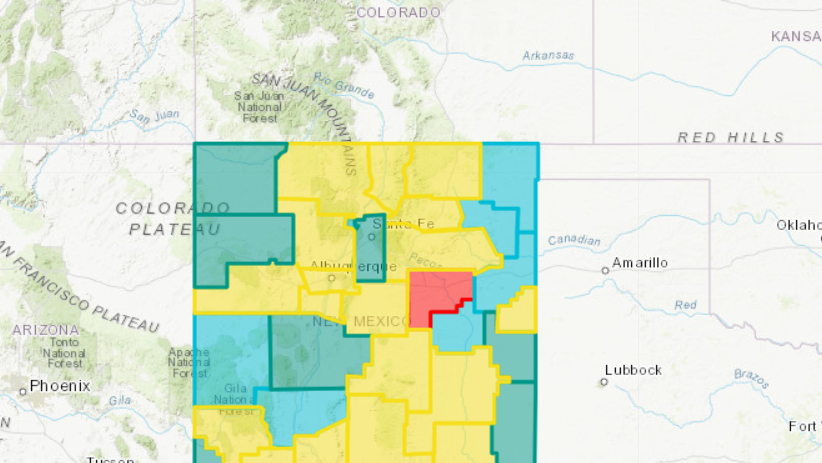 7 counties in turquoise level, 7 in green level in updated county map