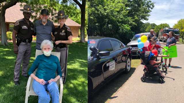oklahoma highway patrol troopers helped welcome home a woman who recovered from the coronavirus after spending 45 days in the hospital and rehab