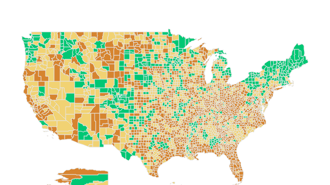 Number of COVID-19 high risk counties in the United States