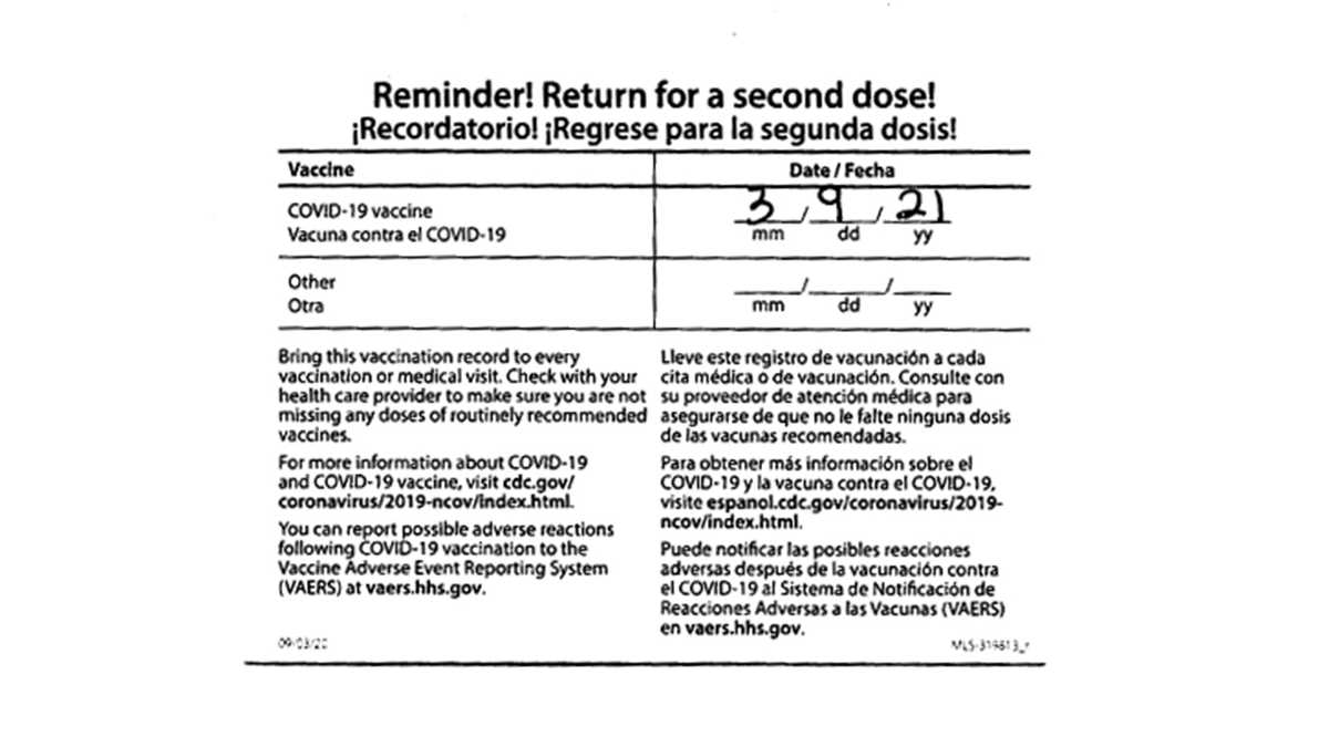 NH COVID vaccine cards: Information about first, second dose