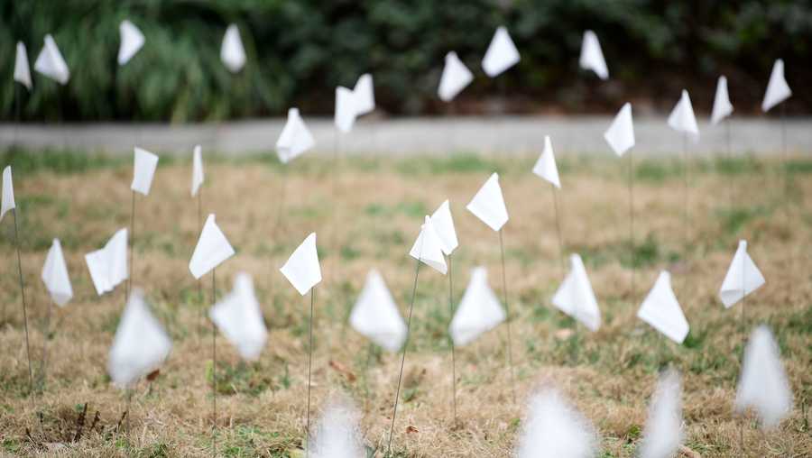 Flags symbolize those who have died of the coronavirus at a live COVID-19 memorial outside the City-County Building in Knoxville, Tenn. on Wednesday, Dec. 30, 2020. More flags will be added as deaths continue.

Kns Covid Memorial RANK3