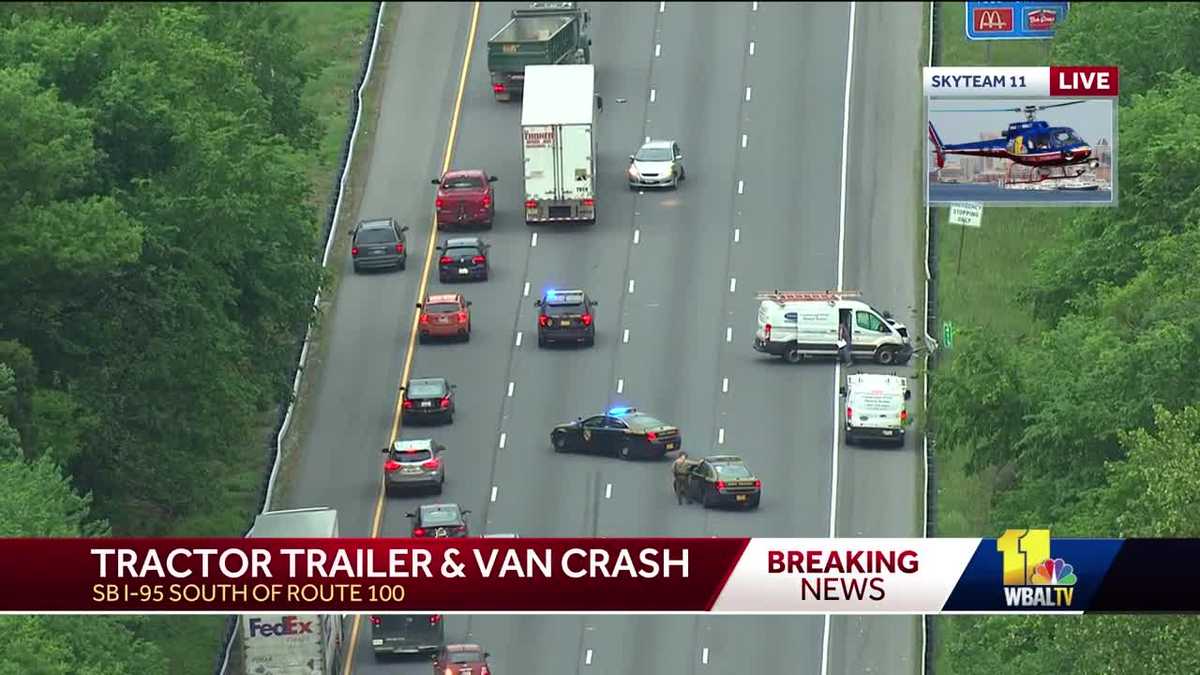 Multivehicle crash causes backup on SB I-95 in Howard County