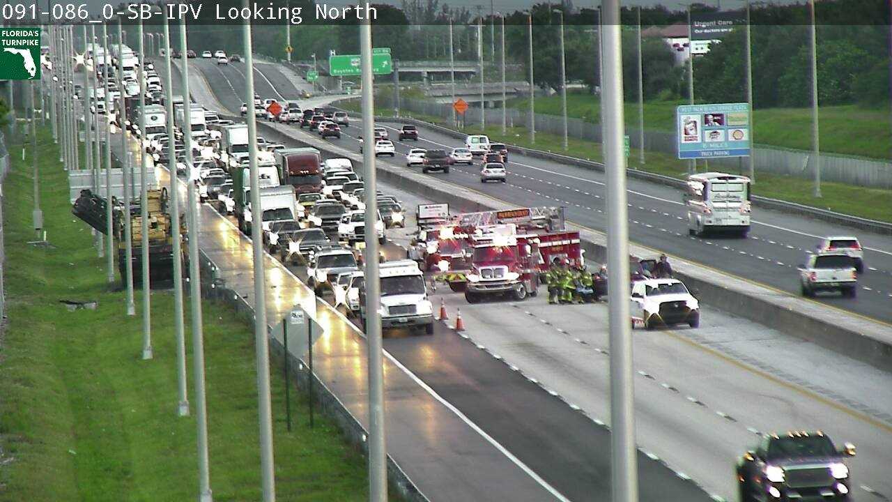 Crash Shuts Down 2 SB Lanes Of The Turnpike In Boynton Beach