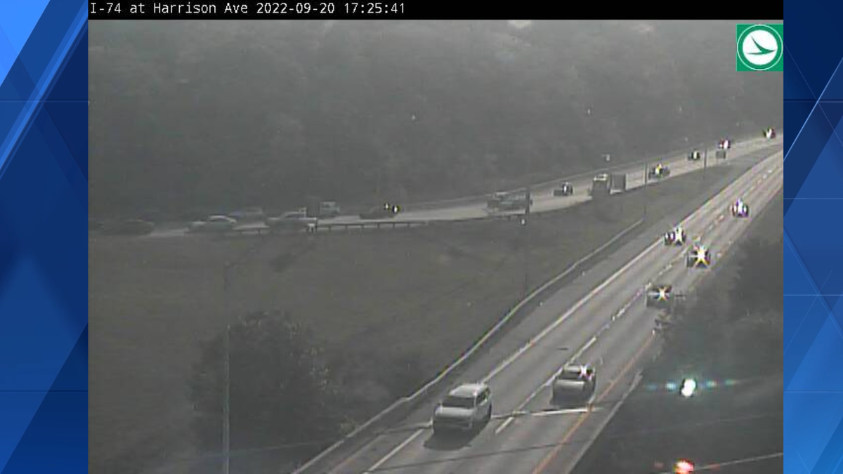 Delays growing after accident along I74 in Harrison closes lanes