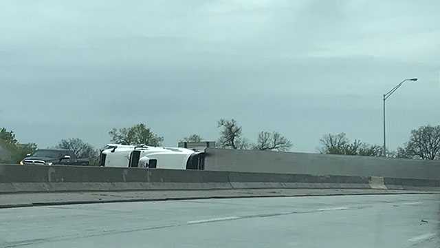 Eastbound I-44 Re-opens In Northwest OKC After Semi-truck Rolls Over