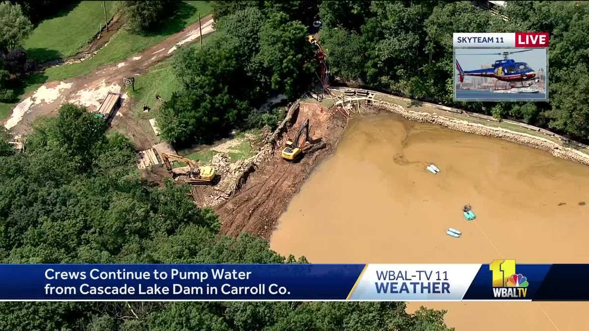 Crews work to lower water level at Cascade Lake Dam