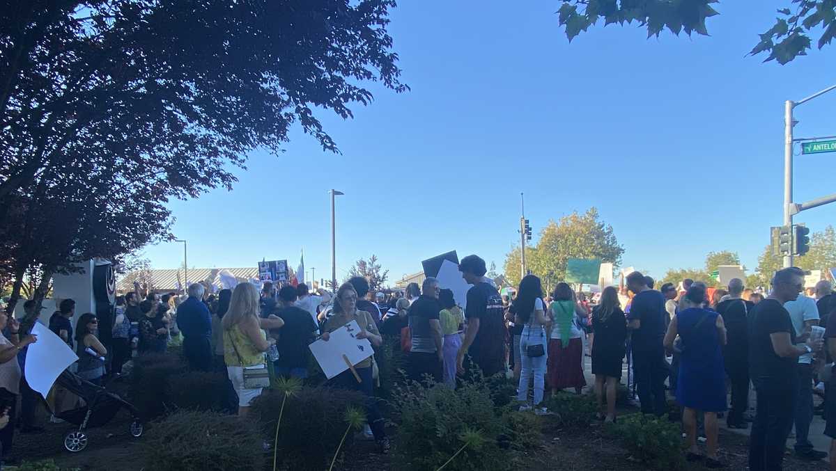 Hundreds in Roseville protest death of Iranian woman