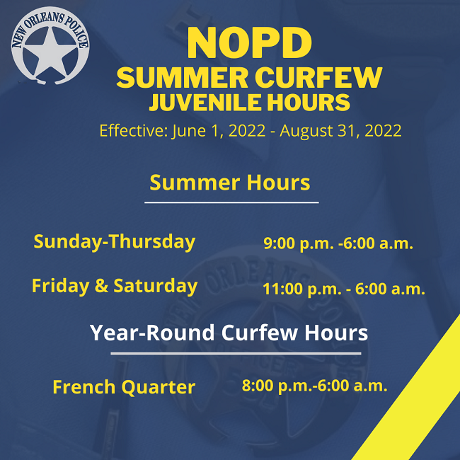 New Orleans child curfew summer