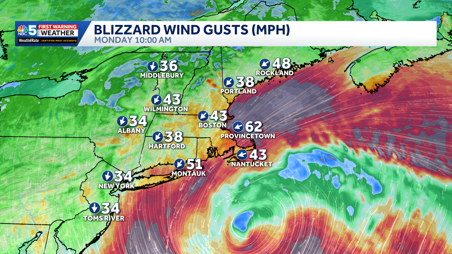 Blizzard Of 2026 Grazes Vermont With Snow Wind Monday Custom Map 1 