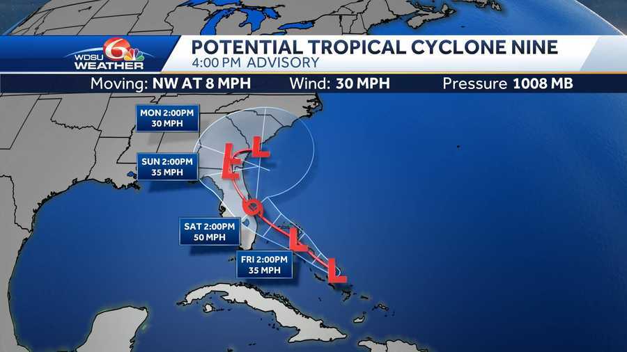 Potential Tropical Cyclone Nine Forms Impacts Expected For Bahamas