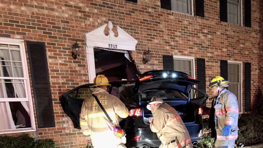 Car crashes through front door of Rockville home