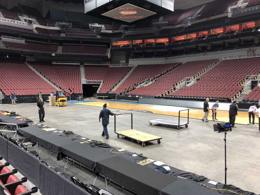 HOW SWEET IT IS: NCAA South Regional court installed at KFC Yum! Center