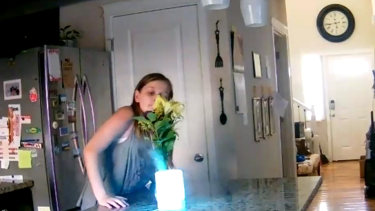 Girl Slips In The Kitchen While Dancing