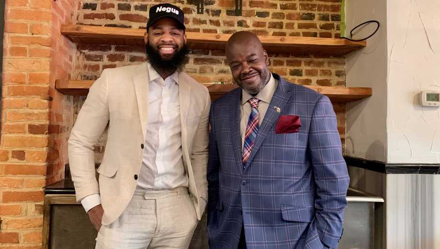 restaurateur casey jenkins, right, will revive his popular darker than blue cafe in mt. vernon this fall. ben washington, left, will be the restaurant's general manager