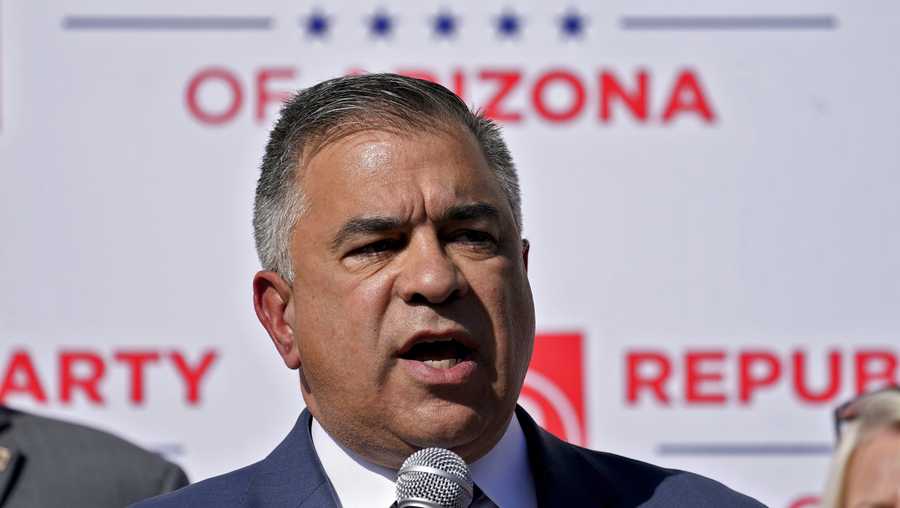Citizens United President David Bossie speaks during an Arizona Republican Party news conference, Thursday, Nov. 5, 2020, in Phoenix.