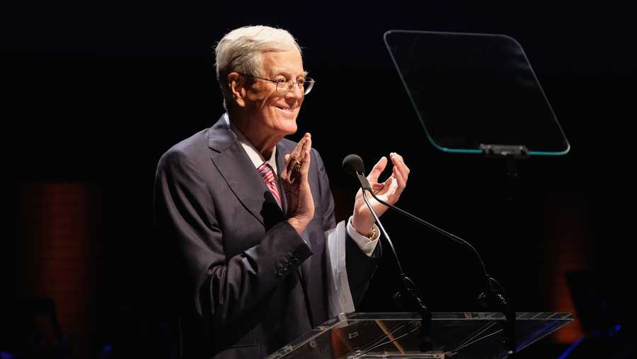 David H. Koch accepts the Laureate Award at the Lincoln Center Spring Gala at Alice Tully Hall on May 2, 2017 in New York City.