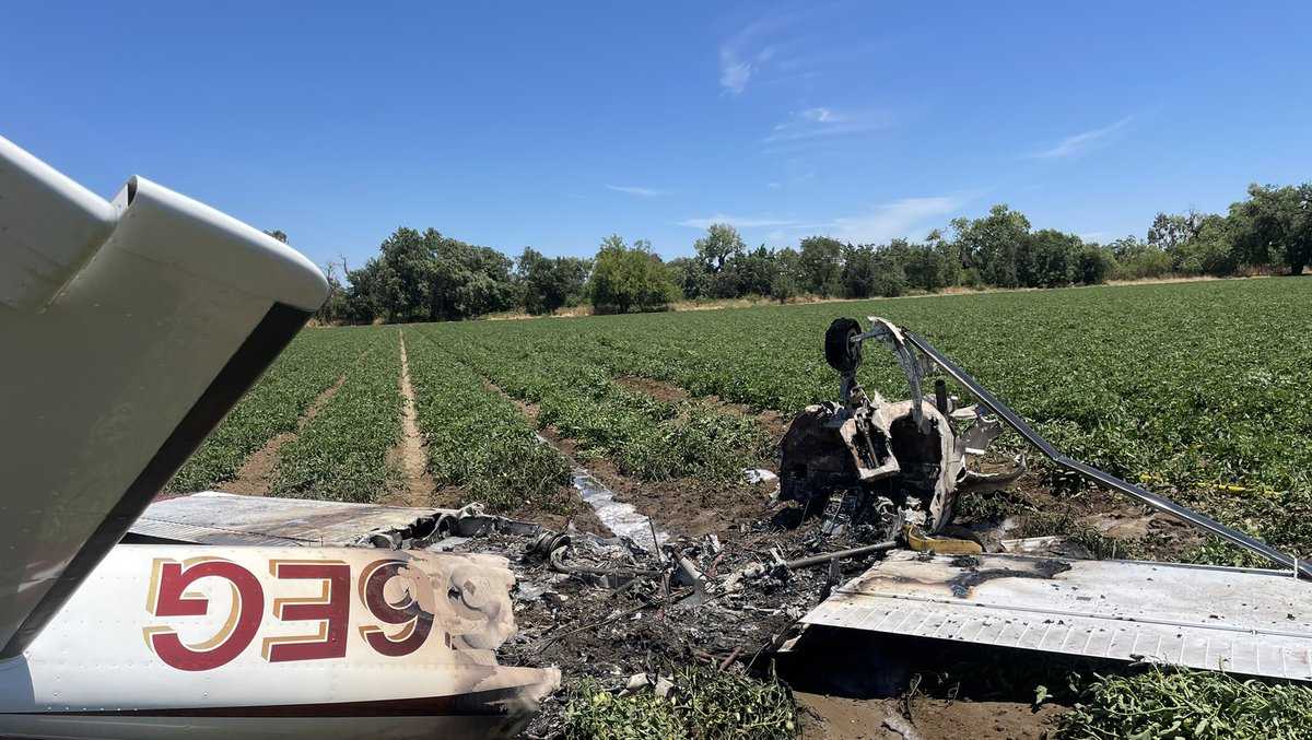 Small plane catches fire mid-air, crashes in Yolo County