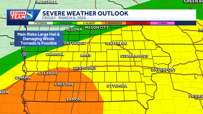 severe storm risk across iowa for friday evening﻿