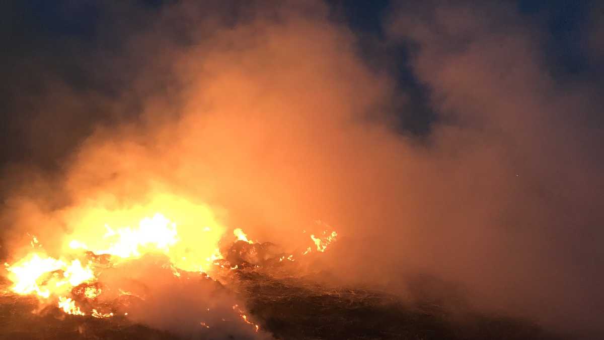 Hay fire smolders out in Elk Grove near Hwy. 99