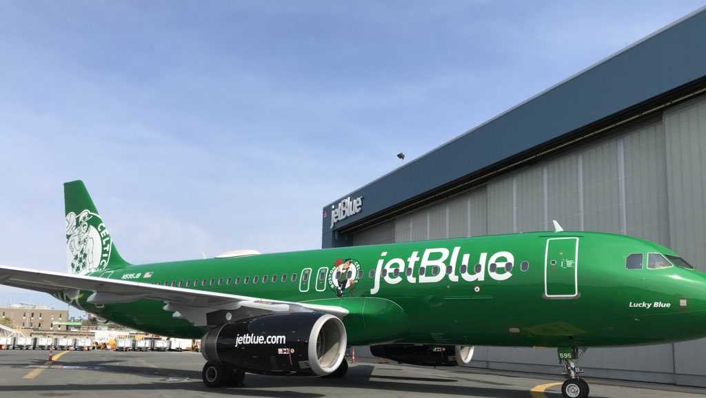 JetBlue unveils Boston Celtics plane