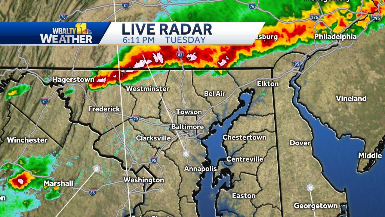 Severe Storms Moving Into Maryland Tuesday Evening