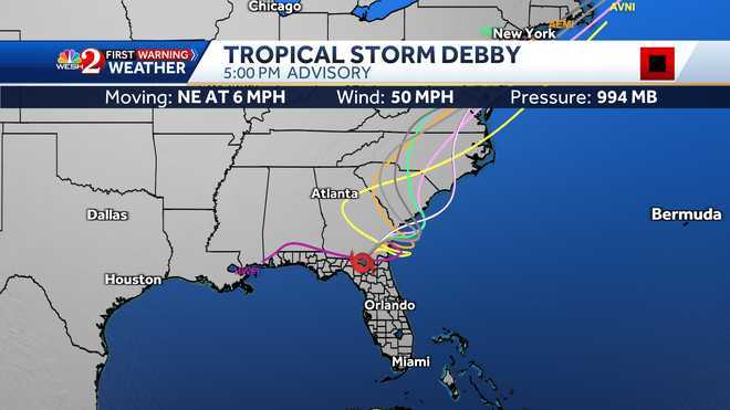 Tropical Storm Debby: Latest maps, models and paths