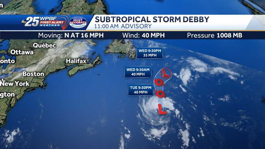 Subtropical Storm Debby forms in the Atlantic