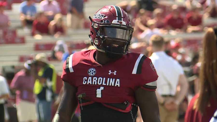 Deebo Samuel University of South Carolina Red Jersey Running