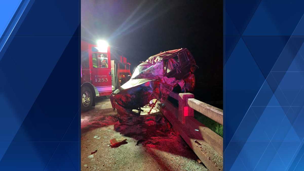 Crash in Talladega leaves car dangling off bridge, sends 3 to hospital