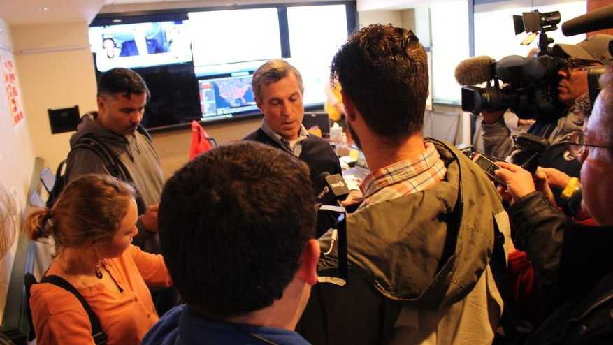 Delaware Gov. John Carney talks to the media.
