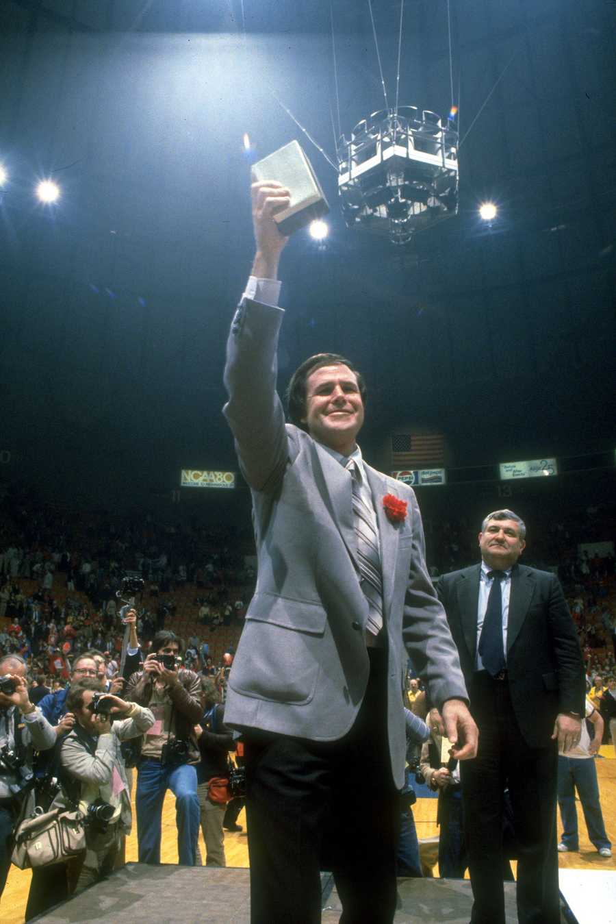 Denny Crum celebrates after winning the NCAA denny crum celebrates after winning the ncaa