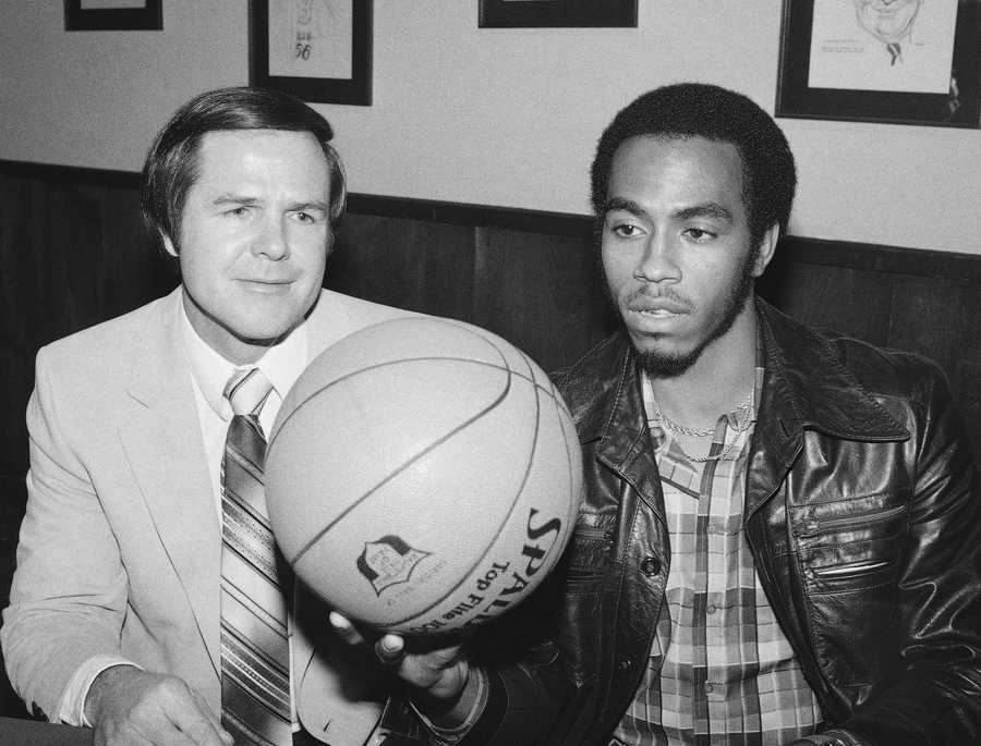 Denny Crum and All-America Darrell Griffith denny crum and all-america darrell griffith