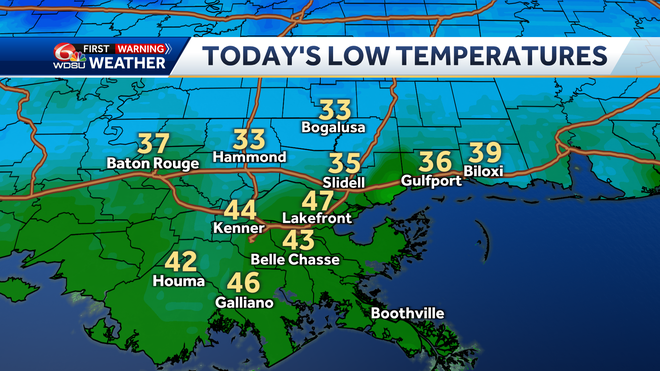New Orleans weather forecast high temp rain chances Thursday