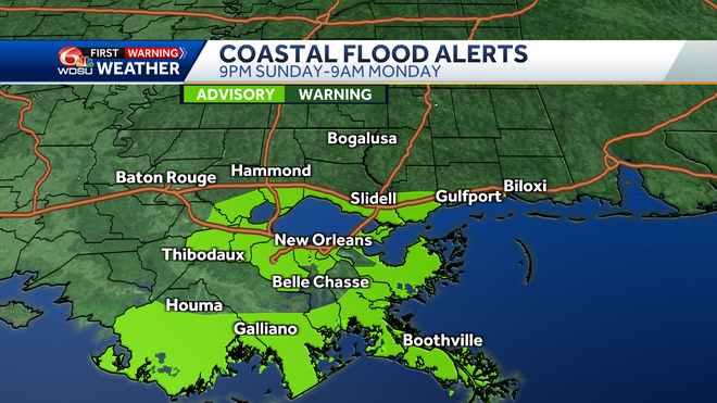Coastal Flood Advisory, wet Sunday ahead