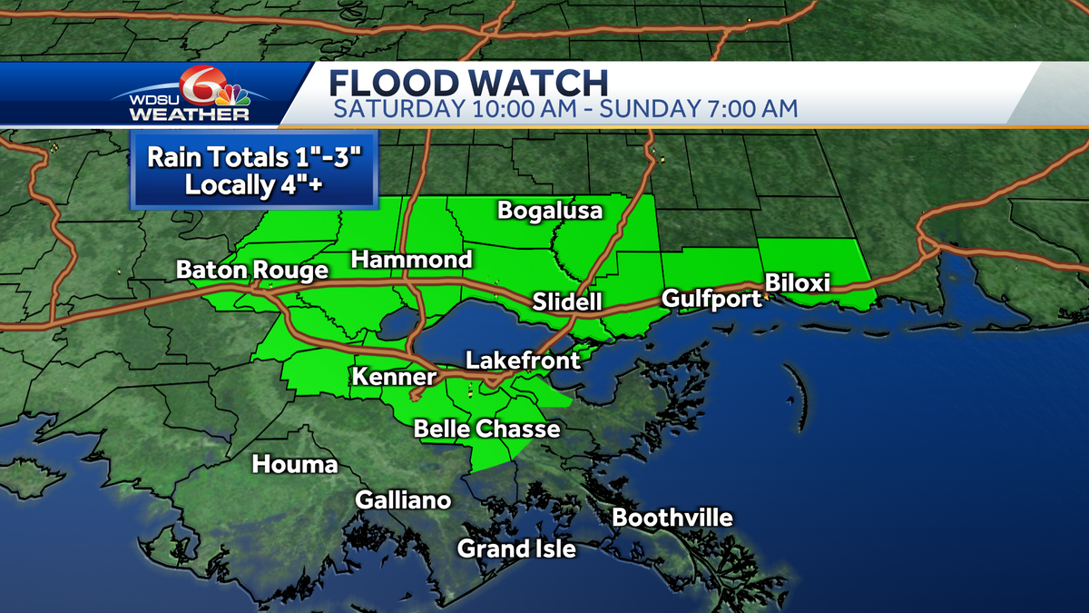 New Orleans Saturday rain, flood threat