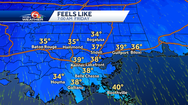New Orleans colder weather weekend forecast