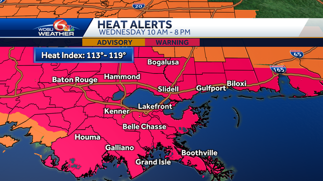 New Orleans excessive heat warning forecast