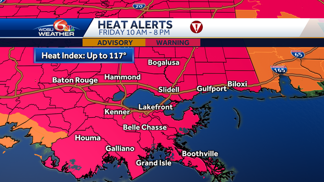 New Orleans excessive heat warning weather alert day