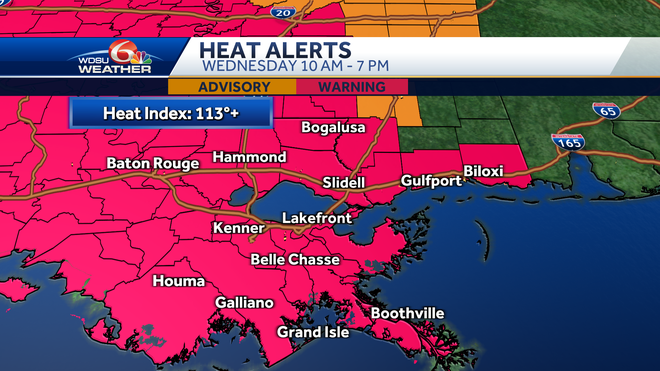 New Orleans forecast excessive heat warning weather alert day